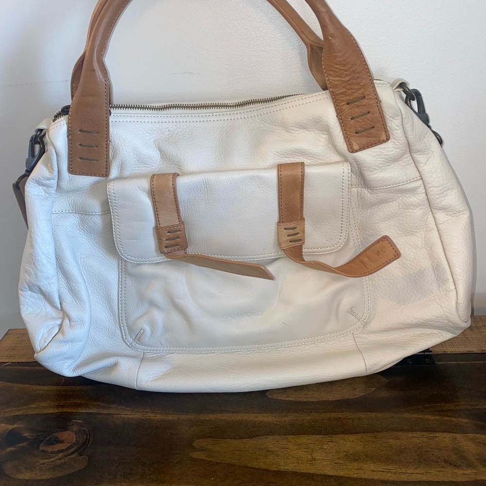 Cynthia Rowley White Tan Genuine Leather Shoulder Crossbody Purse NWT
